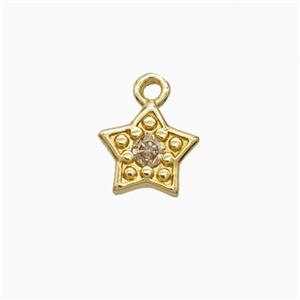 Copper Star Pendant Pave Zirconia Gold Plated, approx 6mm