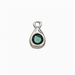 Copper Teardrop Pendant Pave Zirconia Platinum Plated, approx 4-6mm