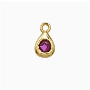 Copper Teardrop Pendant Pave Zirconia Gold Plated, approx 4-6mm