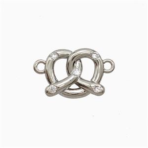 Copper Heart Pendant Pave Zirconia Platinum Plated, approx 9-11mm