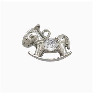 Copper Trojanhorse Pendant Pave Zirconia Platinum Plated, approx 10-14mm
