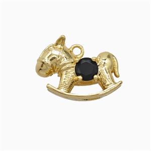 Copper Trojanhorse Pendant Pave Zirconia Gold Plated, approx 10-14mm