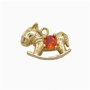 Copper Trojanhorse Pendant Pave Zirconia Gold Plated, approx 10-14mm