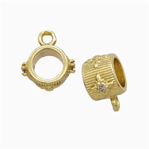 Copper Bail Pendant Pave Zirconia Gold Plated, approx 8mm, 5mm hole