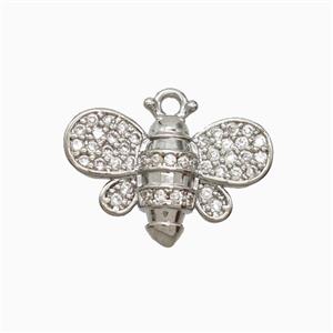 Copper Honeybee Pendant Pave Zirconia Platinum Plated, approx 13-16mm