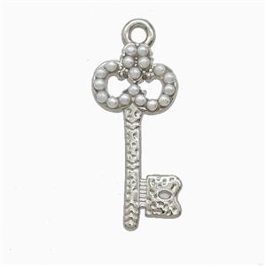 Copper Key Pendant Pave Resin Platinum Plated, approx 11-25mm