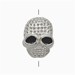 Copper Skull Beads Black Enamel Platinum Plated, approx 12-15mm