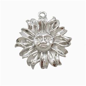 Copper Sun Pendant Platinum Plated, approx 22mm