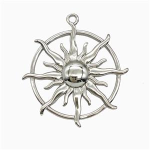 Copper Sun Pendant Platinum Plated, approx 25mm
