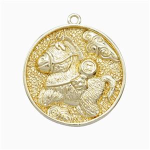 Copper Horse Pendant Gold Plated, approx 24mm