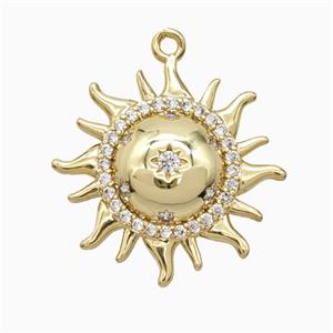 Copper Sun Pendant Pave Zirconia Gold Plated, approx 22mm