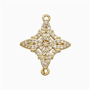 Copper Witch Knot Connector Pave Zirconia Gold Plated, approx 16mm