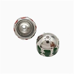 Copper Tassel-Caps Bail Green Enamel Platinum Plated, approx 10-12mm