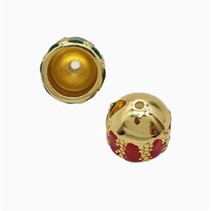 Copper Tassel-Caps Bail Red Enamel Gold Plated, approx 10-12mm