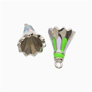 Copper Badminton Pendant Enamel Sports Platinum Plated, approx 11-13mm