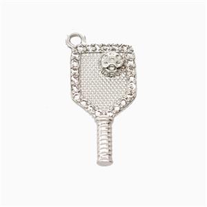 Copper Pickleball Paddle Pendant Pave Zirconia Sports Platinum Plated, approx 9-18mm