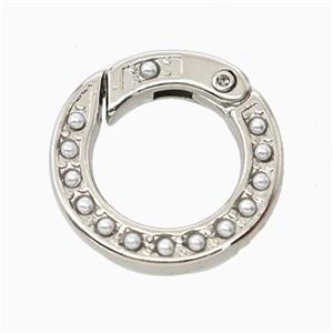 Copper Carabiner Clasp Pave Resin Platinum Plated, approx 20mm