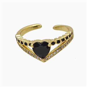 Copper Heart Rings Pave Zirconia Crystal Glass Gold Plated, approx 8mm, 18mm dia