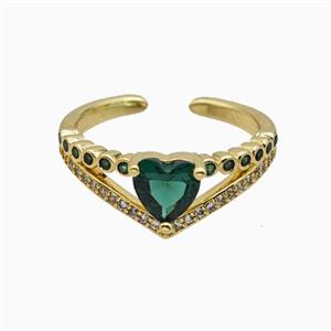 Copper Heart Rings Pave Zirconia Crystal Glass Gold Plated, approx 8mm, 18mm dia