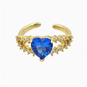 Copper Heart Rings Pave Zirconia Crystal Glass Gold Plated, approx 9mm, 18mm dia