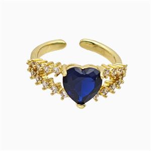 Copper Heart Rings Pave Zirconia Crystal Glass Gold Plated, approx 9mm, 18mm dia