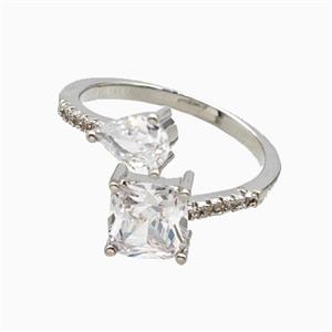 Copper Ring Pave Zirconia Crystal Glass Platinum Plated, approx 6-8mm, 7mm, 18mm dia