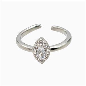 Copper Eye Rings Pave Zirconia Crystal Glass Platinum Plated, approx 6-9.5mm, 18mm dia