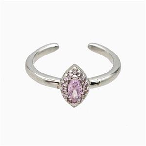 Copper Eye Rings Pave Zirconia Crystal Glass Platinum Plated, approx 6-9.5mm, 18mm dia