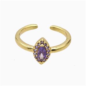 Copper Eye Rings Pave Zirconia Crystal Glass Gold Plated, approx 6-9.5mm, 18mm dia