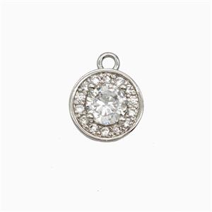 Copper Sun Pendant Pave Zirconia Crystal Glass Platinum Plated, approx 9mm