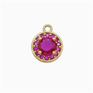 Copper Sun Pendant Pave Zirconia Crystal Glass Gold Plated, approx 9mm