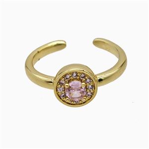 Copper Rings Pave Zirconia Crystal Glass Gold Plated, approx 9mm, 18mm dia