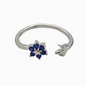 Copper Leaf Flower Rins Pave Zirconia Platinum Plated, approx 7.5mm, 18mm dia