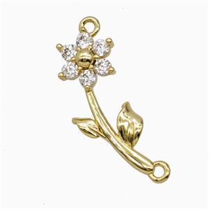 Copper Flower Pendant Pave Zirconia 2loops Gold Plated, approx 7-20mm
