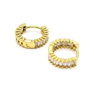 Copper Hoop Earrings Pave Zirconia Gold Plated, approx 16mm dia