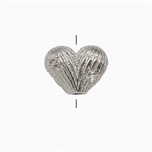 Copper Heart Beads Platinum Plated, approx 12mm