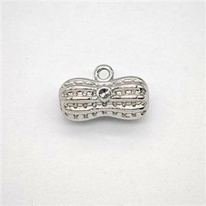 Copper Peanut Pendant Pave Zirconia Platinum Plated, approx 7-14mm
