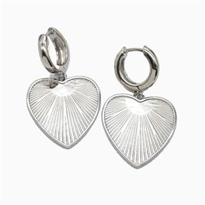 Copper Heart Hoop Earrings Platinum Plated, approx 23mm, 15mm dia