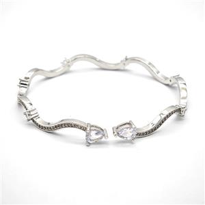 Copper Bangle Pave Zirconia Platinum Plated, approx 6-8mm, 50-60mm dia