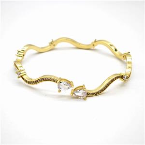 Copper Bangle Pave Zirconia Gold Plated, approx 6-8mm, 50-60mm dia