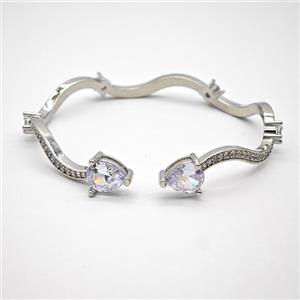 Copper Bangle Pave Zirconia Platinum Plated, approx 8-11mm, 50-60mm dia