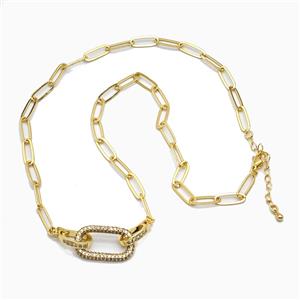 Copper Necklace Pave Zirconis Gold Plated, approx 14-23mm, 5-14mm, 42-47cm length