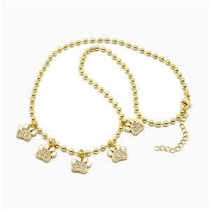 Copper Paws Necklace Pave Zirconia Gold Plated, approx 11mm, 3mm, 42-47cm length