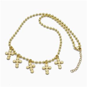 Copper Cross Necklace Gold Plated, approx 12-15mm, 3mm, 42-47cm length