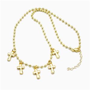 Copper Cross Necklace Gold Plated, approx 9-13mm, 3mm, 42-47cm length