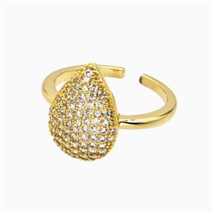 Copper Ring Pave Zircon, Gold Plated, approx 11-15mm, 18mm dia