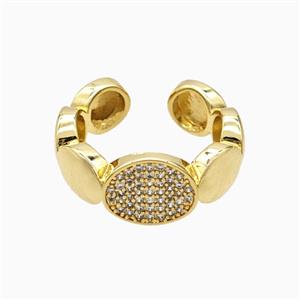 Copper Ring Pave Zircon, Gold Plated, approx 10mm, 18mm dia