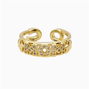 Copper Ring Pave Zircon, Gold Plated, approx 5mm, 18mm dia