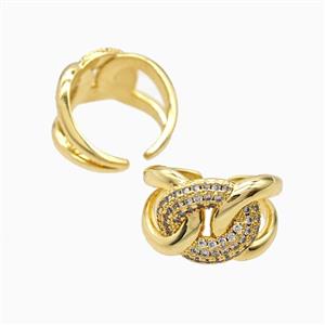 Copper Ring Pave Zircon, Gold Plated, approx 14mm, 18mm dia