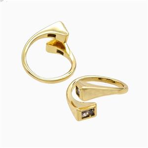Copper Ring Pave Zircon, Gold Plated, approx 5-8mm, 18mm dia